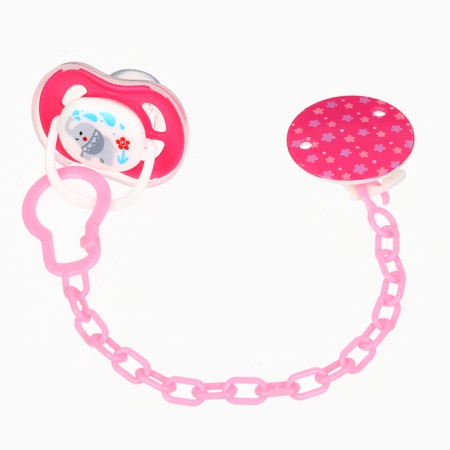 Set: nipple - dummy with the holder "Elephant", anatomical +6 months, pink color-1