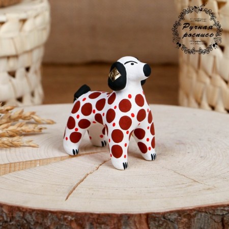 Dymkovo toy "Brown dog" 7 cm