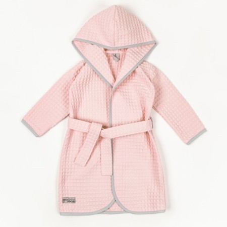 Baby robe with a hood Waffle, height 110-116 cm, pink color-6