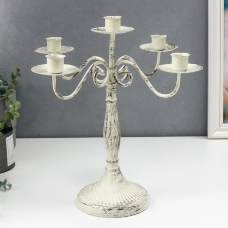 Summary Metal for 5 candles "Provence" white aged 32x24x24 cm-1