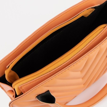 Bag Female Tout with zipper, long belt, orange color-2