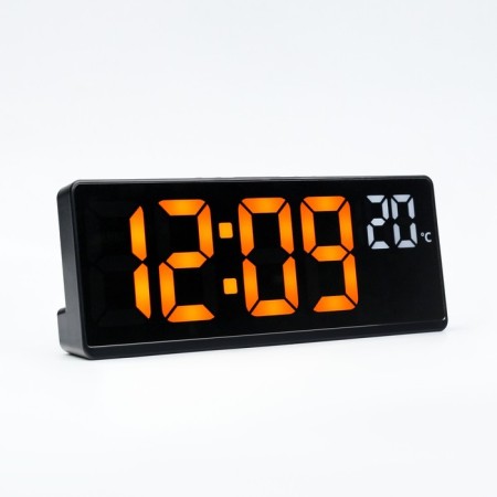 Electronic table hours, with an alarm clock, thermometer, 2 aaa, yellow numbers, 17.5 x 6.8 cm-1