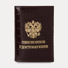 Cover for a pension certificate, crocodile, brown color