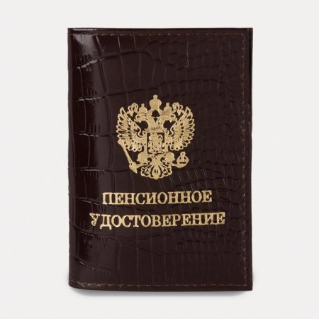 Cover for a pension certificate, crocodile, brown color