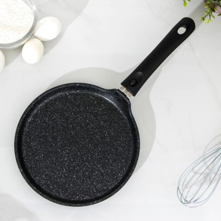 Pancake pan, d = 22 cm, plastic handle, anti -stick coating, dark marble color-1