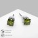 Earrings with rhinestones "Pusets" radiance, square, d = 0.4, green color in silver