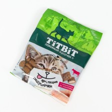 Titbit crispy pillows for cats, with beef paste, 30 g