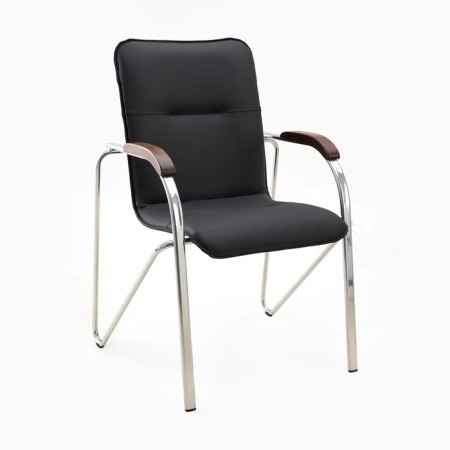 Chair click furniture "Samba" for visitors, black/nut, croak metal chrommized, eco -leather upholstery