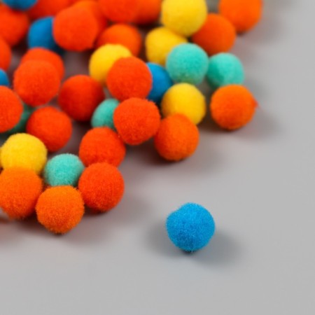 Pompons, 8 mm, 100 pcs/pack, 100% polyester, 5 colors in the assortment of 20 pcs-1