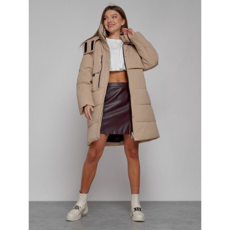 Coat insulated winter female, size 42, color light brown-12