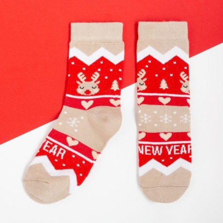 New Year's socks KAFTAN "New Year" rr 16-18, beige-1