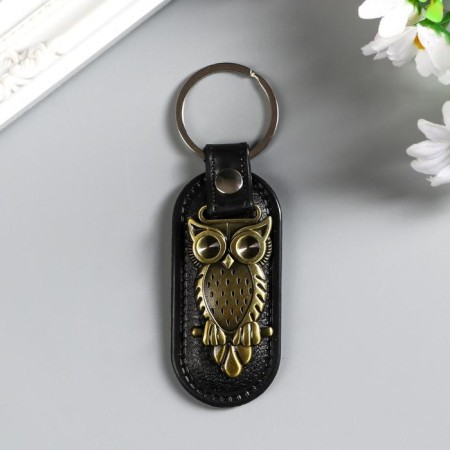 Keychain, leatherette, metal "owl" 7.5x3.2 cm