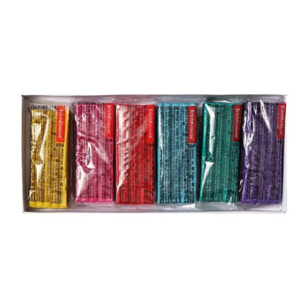 Plasticine 6 colors, 108 g, Erichkrause "Kids Space Animals Glitter", with sparkles, with glass, in cardboard packaging-1