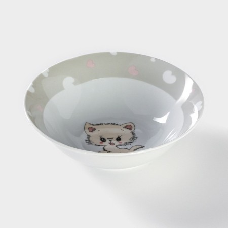 Plate Ceramic deep shade “kitten on skate”, 400 ml, d = 15 cm, white color-2
