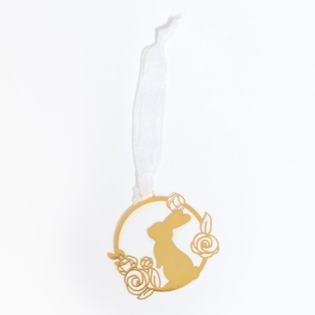 Jewelry for the willow "Bunny and flowers", 3 x 2.9 cm.-1