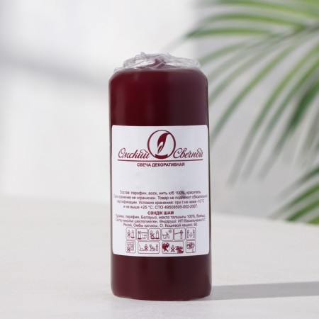 Candle - cylinder, 4x9 cm, 11 hours, 90 g, burgundy-1