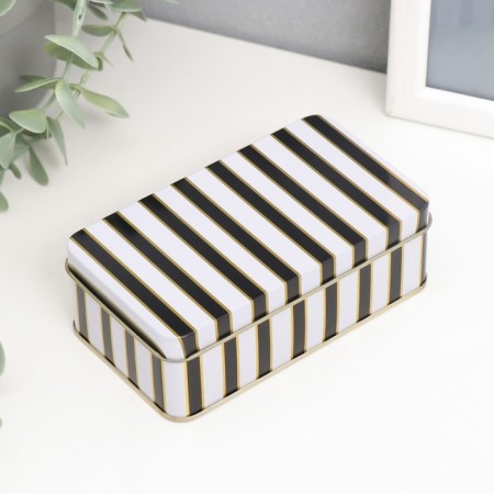 Casket Metal Rectangular "Gold Patterns on a Chash/White" mix 6.5x11.5x4 cm-2