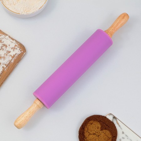Rockbrush "Magic wand", 31 x 4 cm, silicone, wood, purple color-3