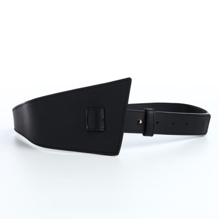 Women's belt, width 9.5 cm, clove buckle, black color-3
