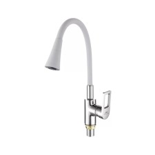 Fashun A4253+B13 kitchen mixer, single -leaf, flexible spout, brass, white