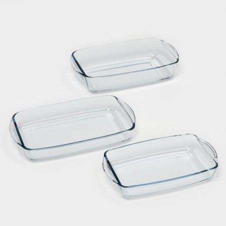 A set of rectangular Borcam baking dishes, 3 items: 1.3 l, 1.95 l, 2.75 liters-3