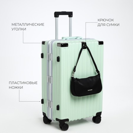 Middle suitcase 24 ", lightning department, 2 code locks, 4 wheels, hook, mint color-5