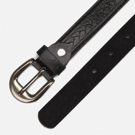 Children's belt, width - 2.0 cm, metal buckle, black color-2