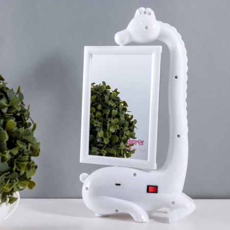 A table lamp with a photo frame, a mirror "Giraffe" LED 3W USB RGB white 17x8x30 cm Risalux-9