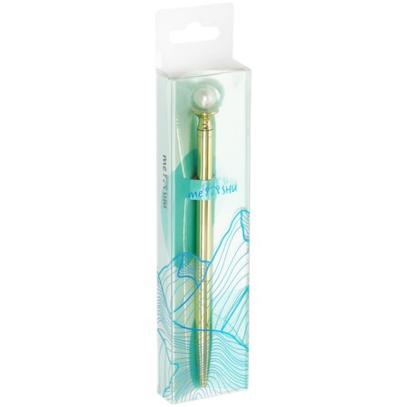 Ballpoint handle Meshu White Pearl, blue rod, metal case-7