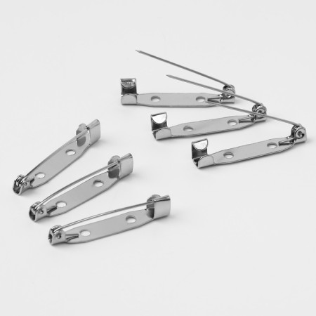 The base for brooches, 2 holes, 30 mm, 10 pcs, silver color-4