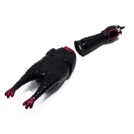 The squeak of "thoughtful chicken" for dogs, 28 cm, black-3