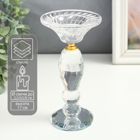 Glass of Glass for 1 candle "Elisius" oval leg 9x9x17 cm