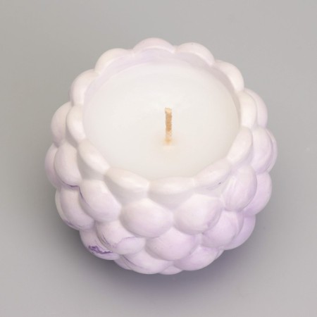 Candle "Shar" in the candlestick with spherical faces of gypsum, 8x7 cm, marble with purple. strip-2