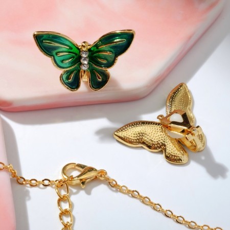 Set "chosen" 2 items: clips, pendant, spring butterflies, green color in gold-1