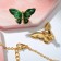 Set "chosen" 2 items: clips, pendant, spring butterflies, green color in gold