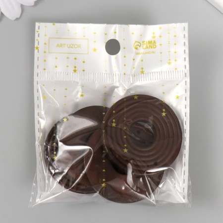 Decor for creativity wood "circles" dark brown 4x4x0.5 cm-3