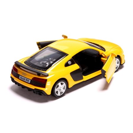 Metal machine Audi R8 Coupe, 1:32, inertia, doors open, yellow color-3
