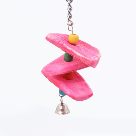 A toy for birds with a carapace carapace and beads, 14 x 6 cm, pink-3