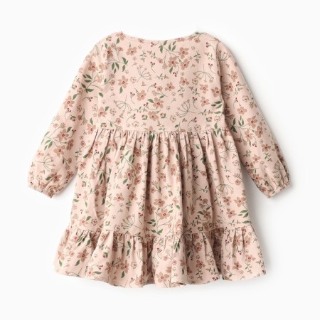 Платье для девочки MINAKU: Cotton collection цвет бежевый в цветочек, рост 98 см-5