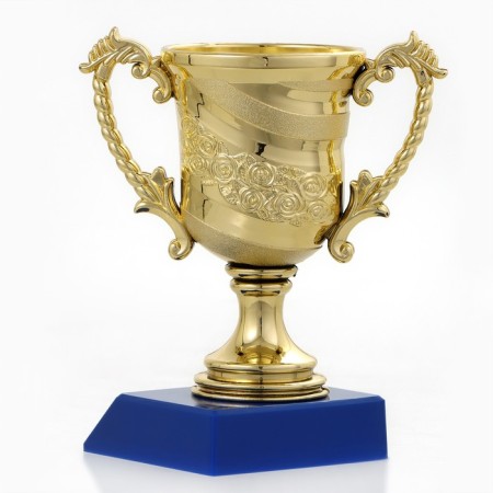 Cup 058, award figure, gold, plastic stand, 12.2 x 10.3 x 6.5 cm.-3