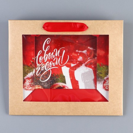 Craftsman package with a plastic window "New Year's Gift", 24 x 20 x 11cm, New Year-6