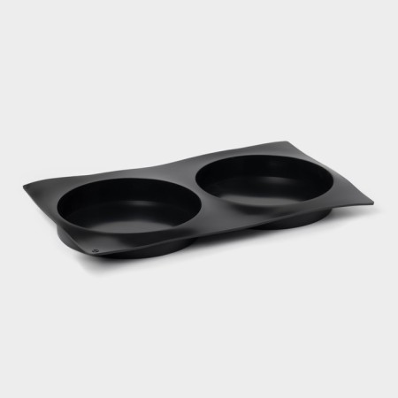 Baking uniform “Biscotto”, silicone, 34.5 × 20 × 3 cm, 2 cells (d = 16 cm), black color is black-4