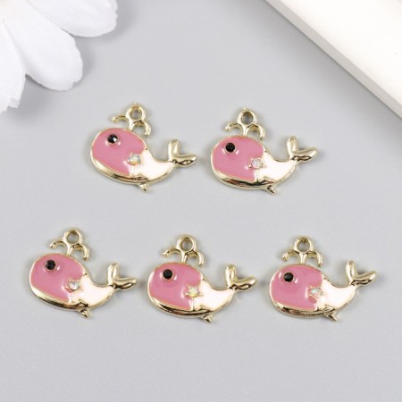 Decor for creativity metal, enamel, rhinestone "Kit with a fountain" gold 2x1.4 cm-2