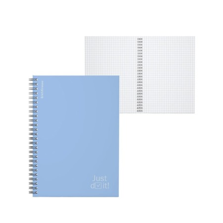 Notebook A5 80 sheets in a cage on a spiral Erichkrause Symbol, with a plastic cover of blue,