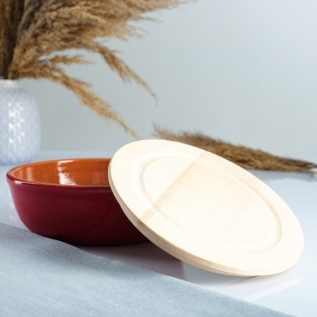 A drain for a junction of 0.5 l (1 container with a wooden lid) 17x6.5cm, red-1