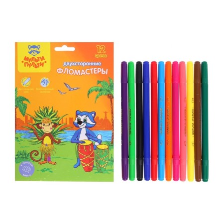 Flomasters 12 colors bilateral multi-poetry "Raccoon in Brazil", washed off-2