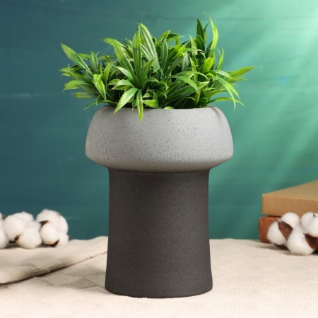 Kashpo - Vase "Mina" gray with black, 15x15x20cm-1