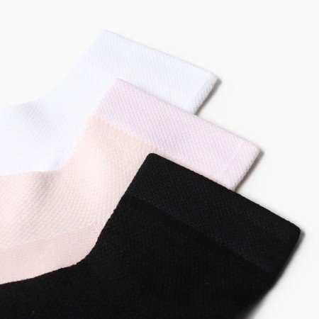 Set of female socks (3pcs), white/pink/black color, size 23-25-2