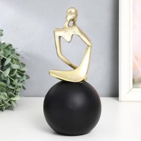 Souvenir Polystone "Abstraction. Man on the ball. Thoughts" Gold with black 10.5x10.5x25.5 cm-3
