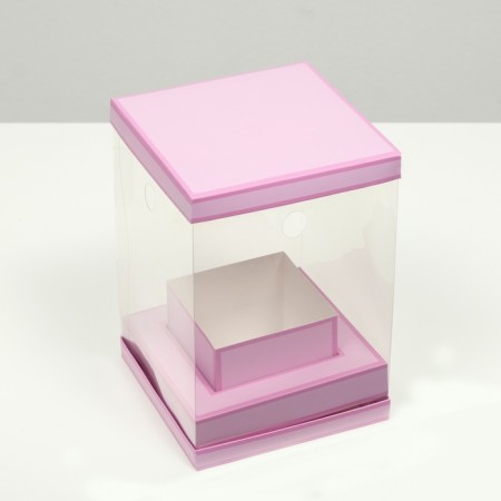 Box for flowers with a vase and PVC windows are folding, lilac, 16 x 23 x 16 cm-2